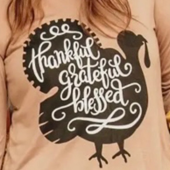 Thankful Grateful Blessed Long Sleeve Turkey Graphic Shirt Size 3X - Picture 2 of 2